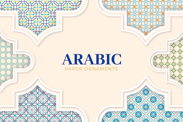 Arabic ornamental background in paper style