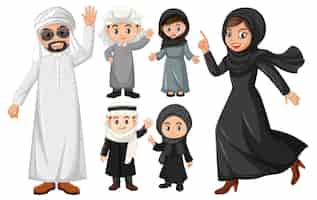 Free vector arabic people in black and white costume