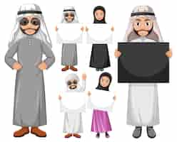 Free vector arabic people holding blank boards