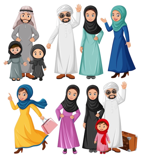 Free vector arabic people in traditional costume