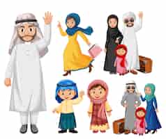 Free vector arabic people with family