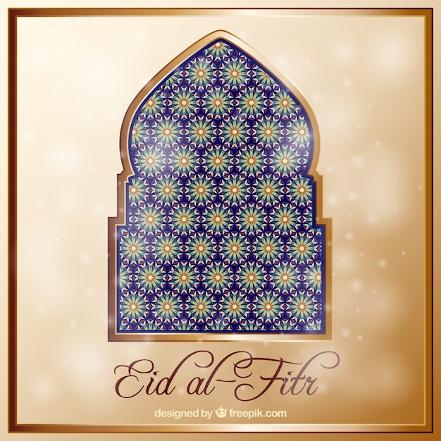 Arabic window with floral ornaments eid al-fitr background