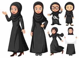 Free vector arabic woman in black costume
