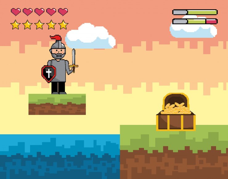Free Vector arcade game world and pixel scene 
