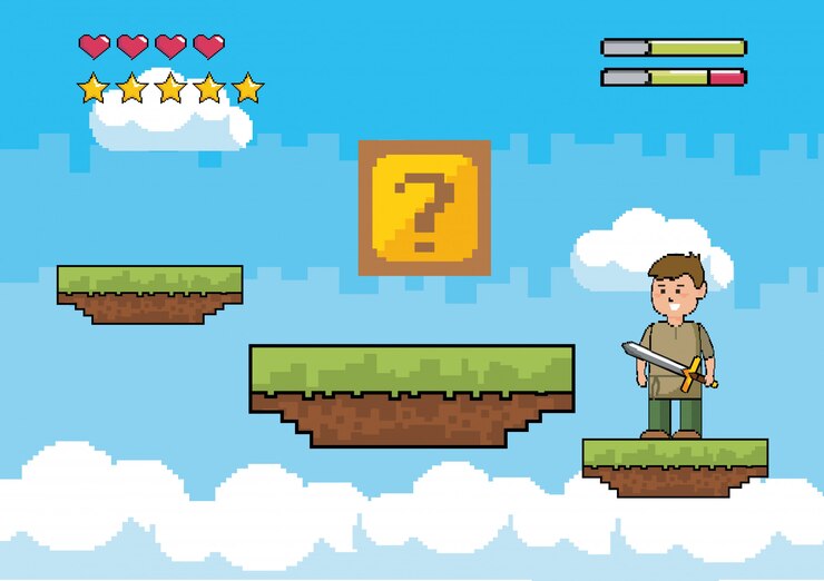 Free Vector arcade game world and pixel scene 