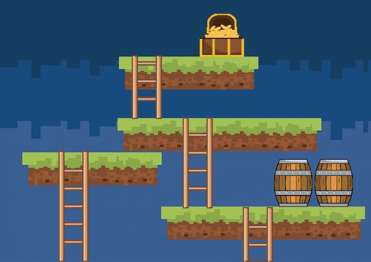Free Vector arcade game world and pixel scene 
