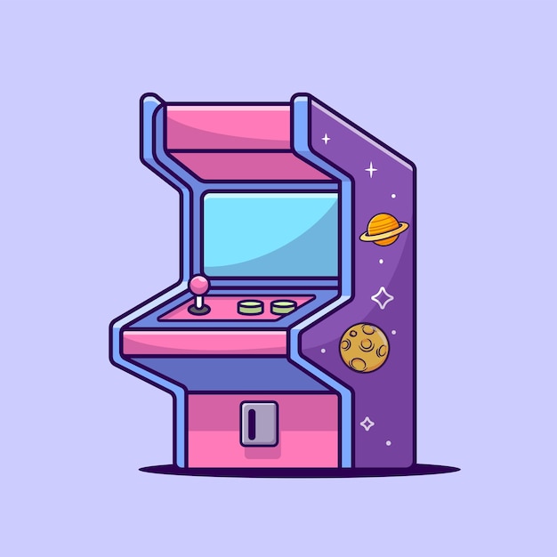 Free vector arcade machine game cartoon vector icon illustration. holiday technology icon isolated premium flat