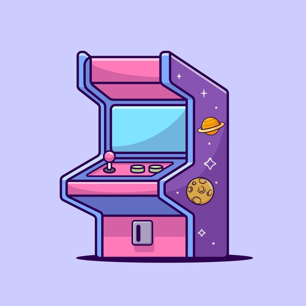 Arcade Machine Game Cartoon Vector Icon Illustration. Holiday Technology Icon Isolated Premium Flat