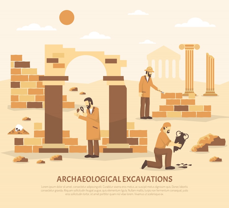 Free Vector archeology excavation illustration