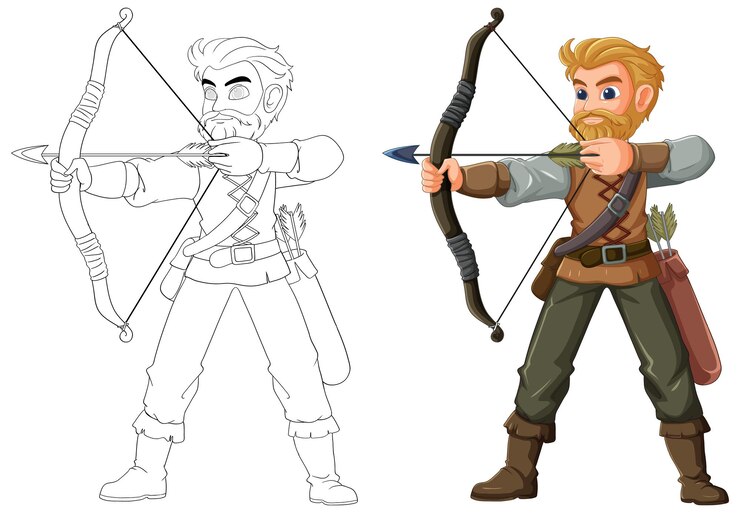 Free Vector archer man in action