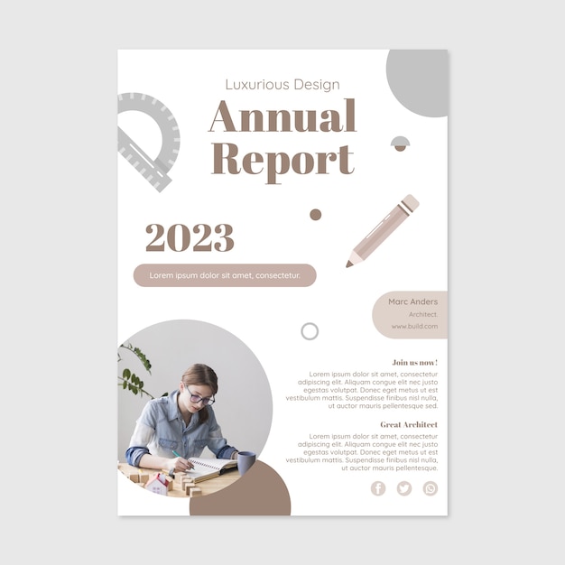 Free vector architect annual report template design