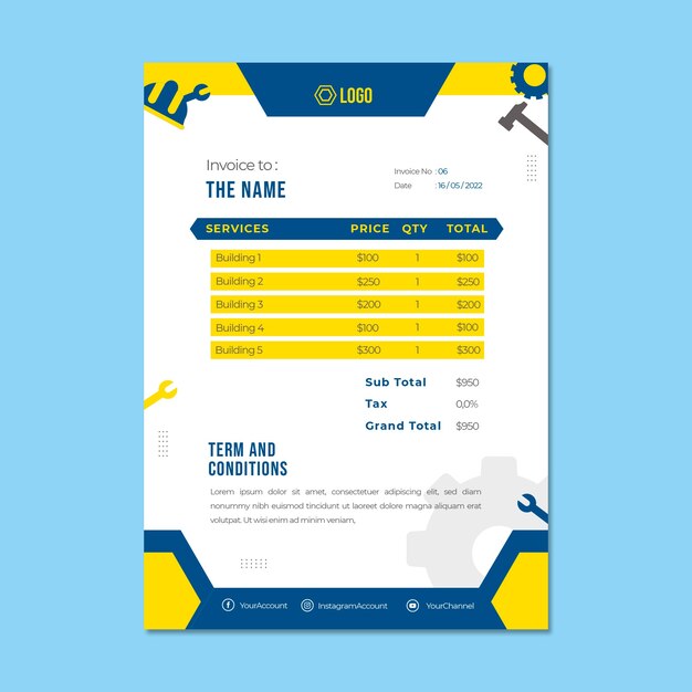 Architect invoice template design