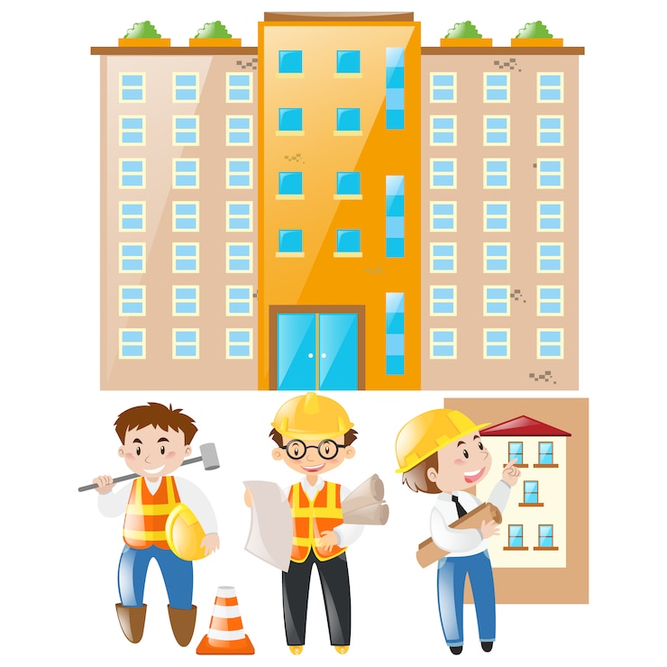 Free Vector architects and buildings design