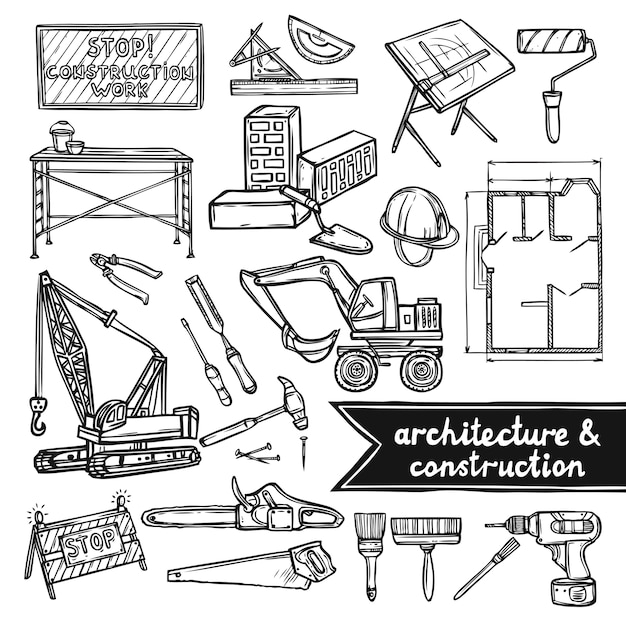 無料ベクター 建築と建設のアイコン