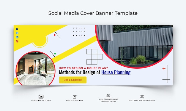 Architecture social media facebook cover banner template premium vector