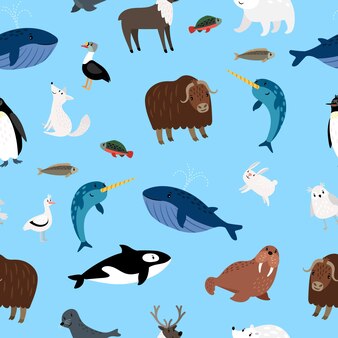 かわいい冬の動物の背景 プレミアムベクター かわいい冬の動物の背景 プレミアムベクター