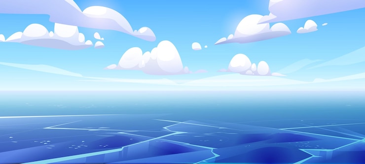 Free Vector arctic frozen sea landscape with flat ice surface
