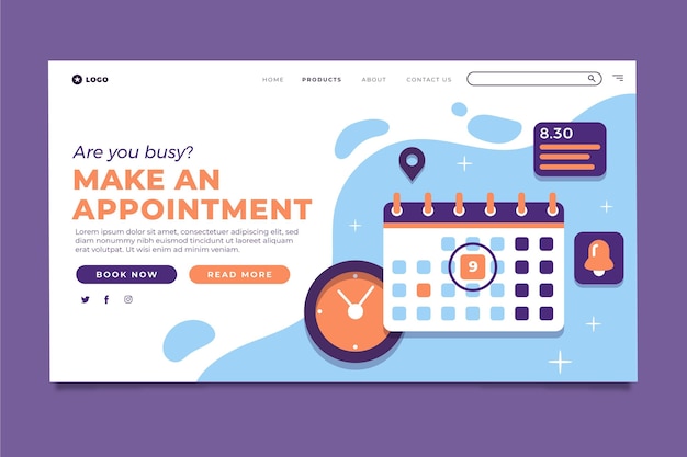 Free vector are you busy make an appointment landing page