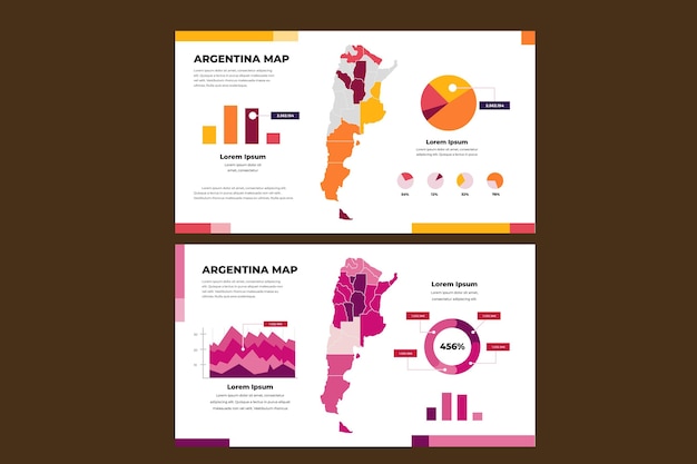 Vettore gratuito argentina mappa infografica in design piatto