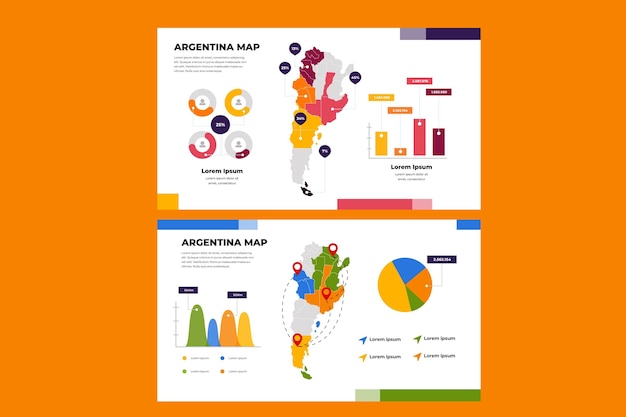 Vettore gratuito argentina mappa infografica in design piatto