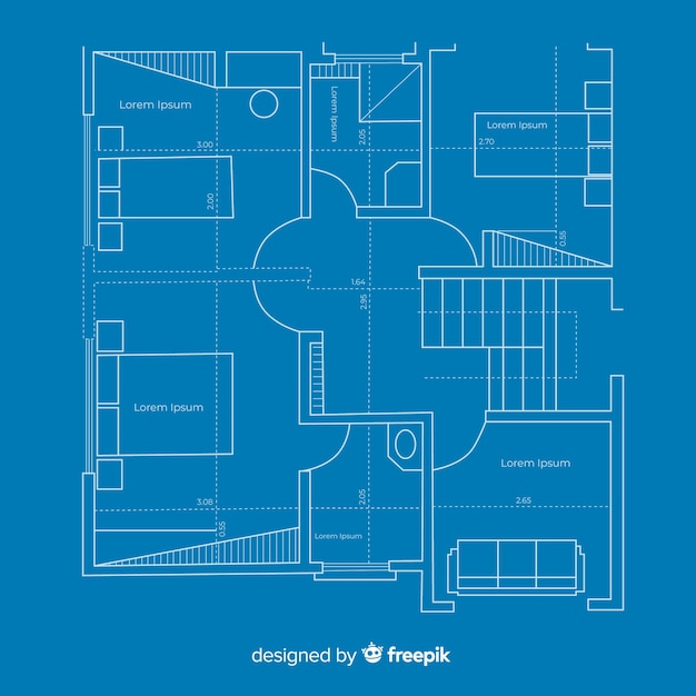 Free vector arhitectural construction plan of blueprint house