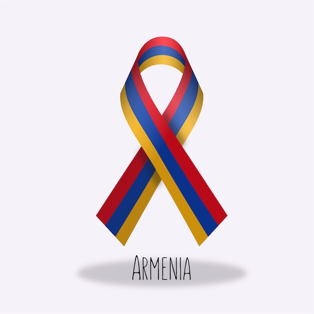 Vettore gratuito disegno di nastro della bandierina di armenia