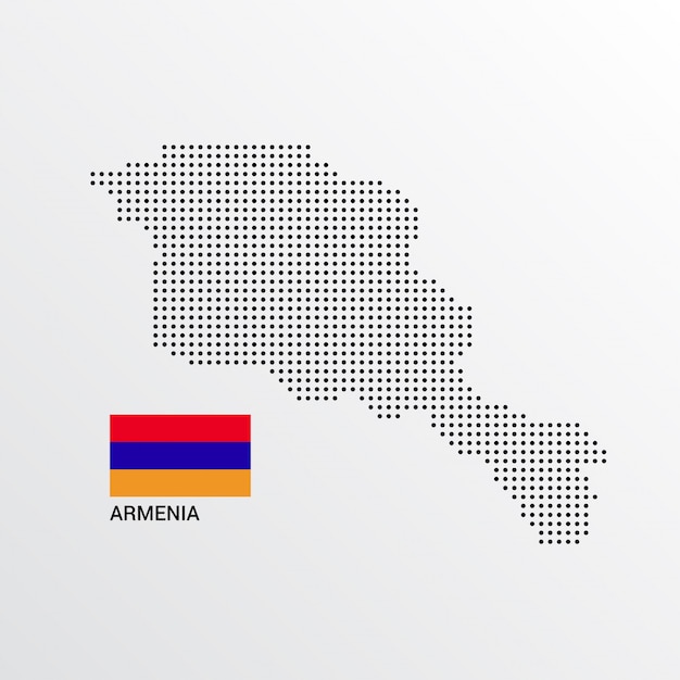 Бесплатное векторное изображение Армения дизайн карты с флагом и светлым фоном