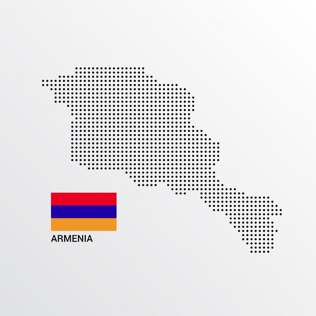 フラグと明るい背景ベクトルとアルメニアの地図デザイン