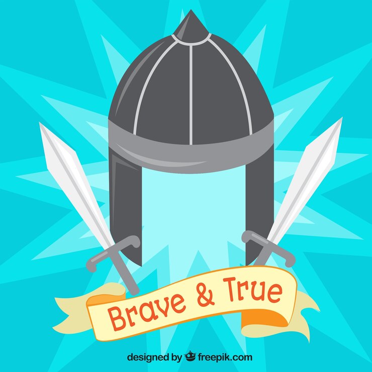 Free Vector armor helmet and swords background