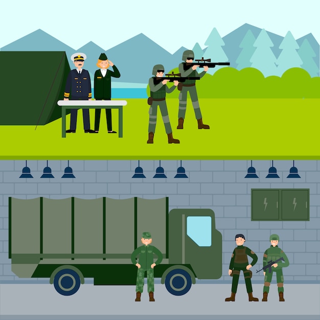 Free vector army force horizontal banners