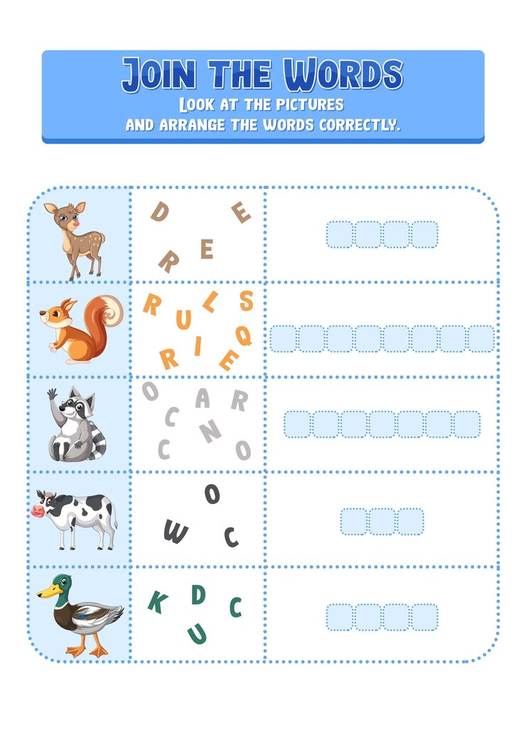 Free Vector arrange the letters in order with pictures