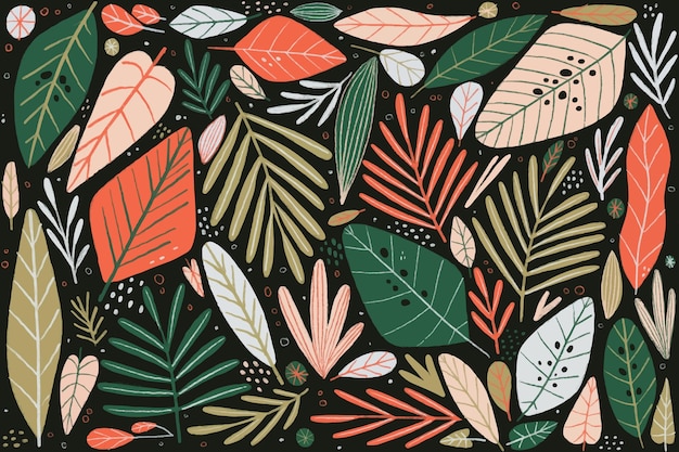 Arrangement of colorful leaves wallpaper