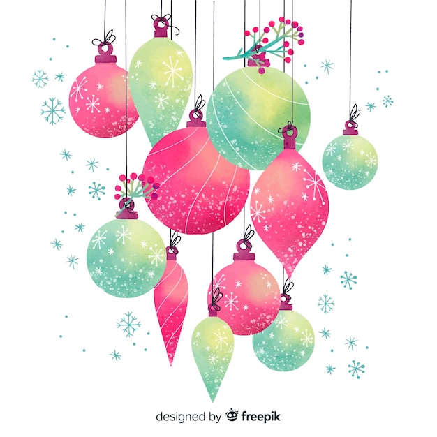 Arrangement of watercolour christmas balls