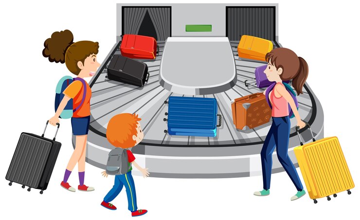 Free Vector arrival passengers waiting for their luggages