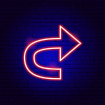 Arrow back neon sign. vector illustration of direction promotion.