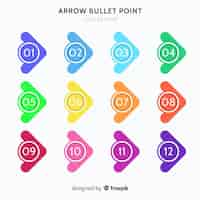 Бесплатное векторное изображение arrow bullet point collection