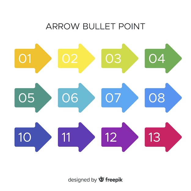 Бесплатное векторное изображение arrow bullet point collection