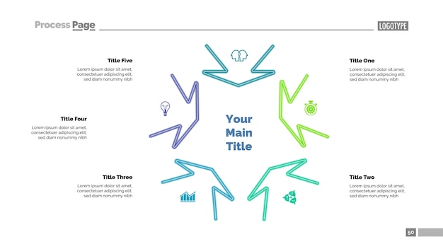 Free vector arrow chart with five elements template