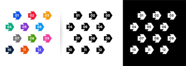 無料ベクター 矢印方向の箇条書き番号を設定