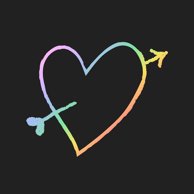 Arrow heart element vector in doodle style