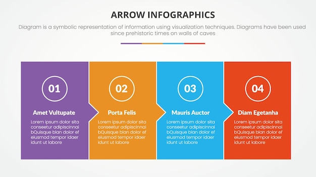 Arrow shape infographic concept with square rectangle shape for slide presentation with 4 point list