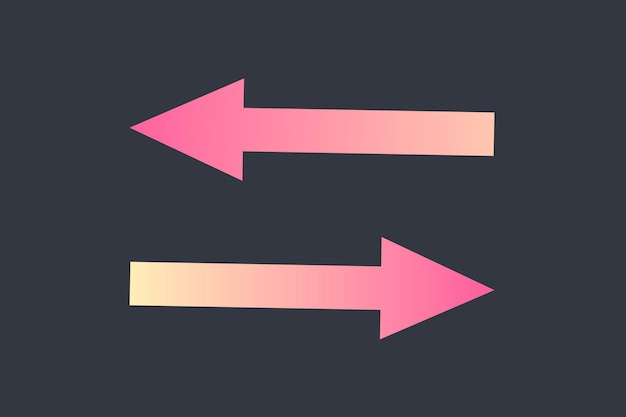 무료 벡터 화살표 스티커, 분홍색 홀로그램 디자인 벡터의 양방향 교통 도로 방향 기호