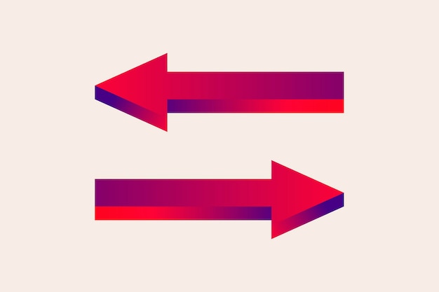 Adesivo freccia, traffico bidirezionale in direzione della strada segno in rosso gradiente design vector