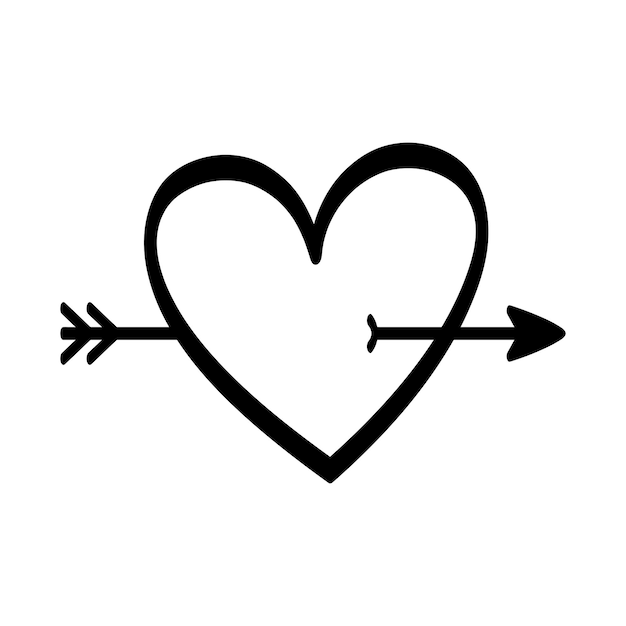 Free vector arrow through heart hand drawn