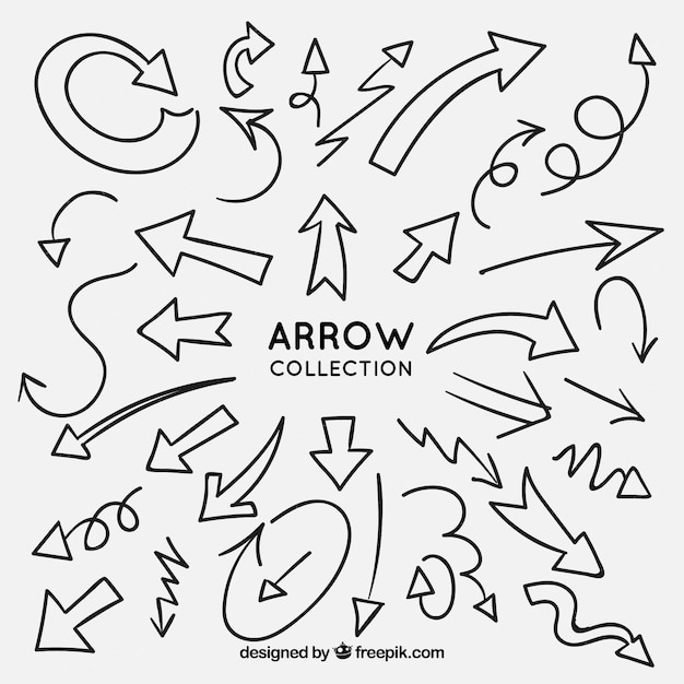 Arrows collection to mark in hand drawn style