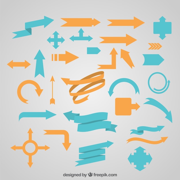 Free vector arrows collection in yellow and blue colors