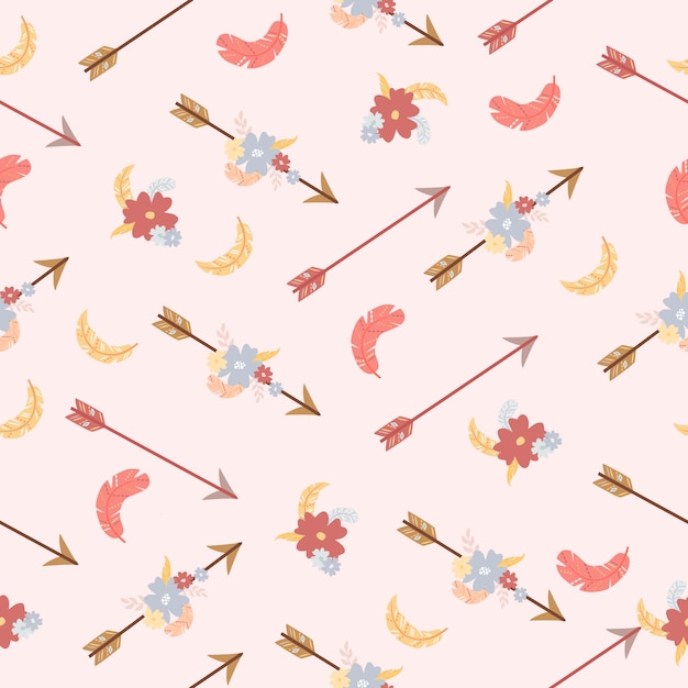 arrows pattern feathers flowers