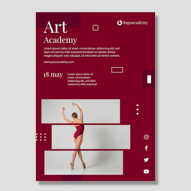 Modello di poster dell'accademia d'arte