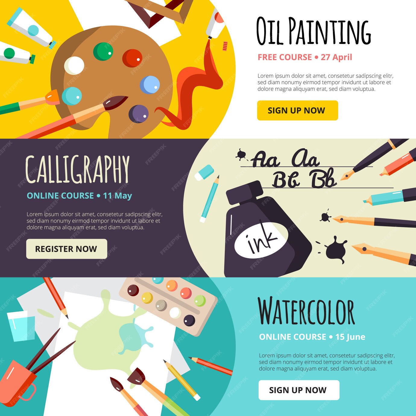 Free Vector | Art and craft lessons banners