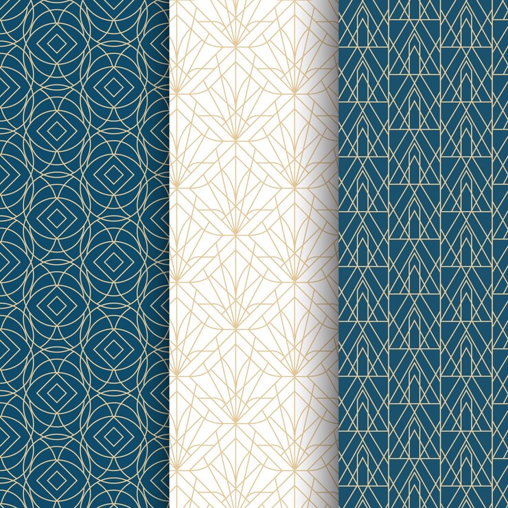 Free Vector art deco elegant pattern set